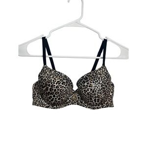 Victorias Secret Fabulous Lined Demi Bra 34C‎ Leopard Animal Print Underwire